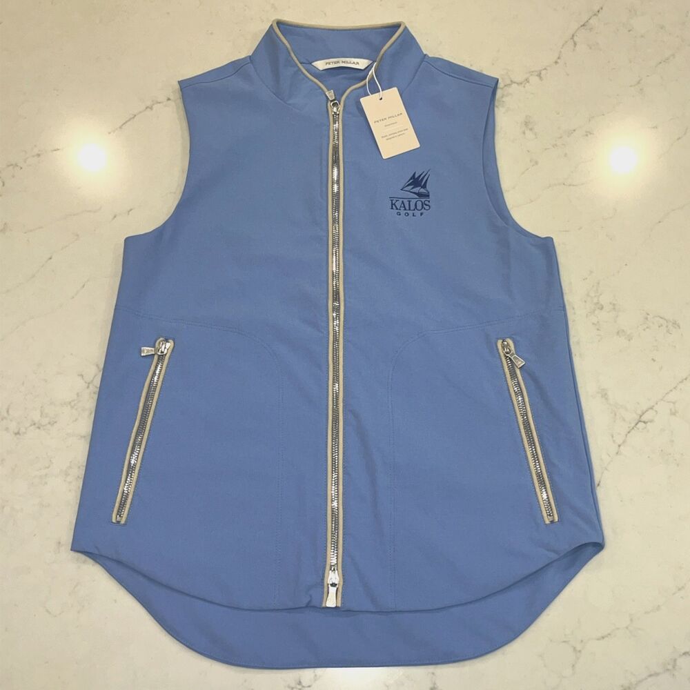 Peter‎ Millar NEW Surge Vest Womens Small Blue Trim Full Zip Pockets KALOS Golf